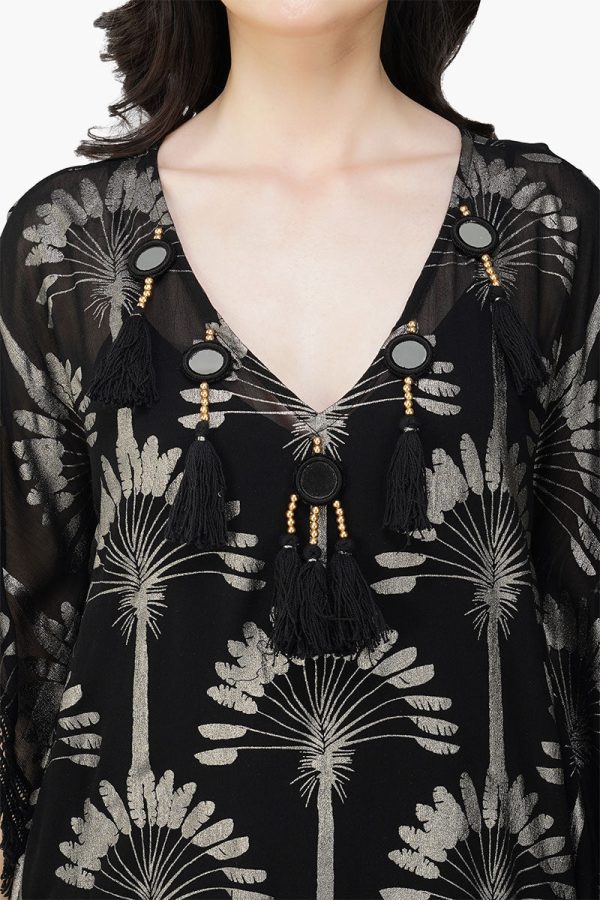 Silver Black Foil Printed Kaftan - Image 5