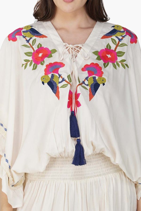 Flora Bird Wings Embellished Cover Up - Image 6