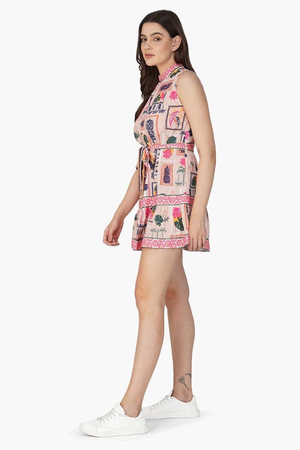 Manicured Farm Print Mix match Embellished Short Dress - Image 3