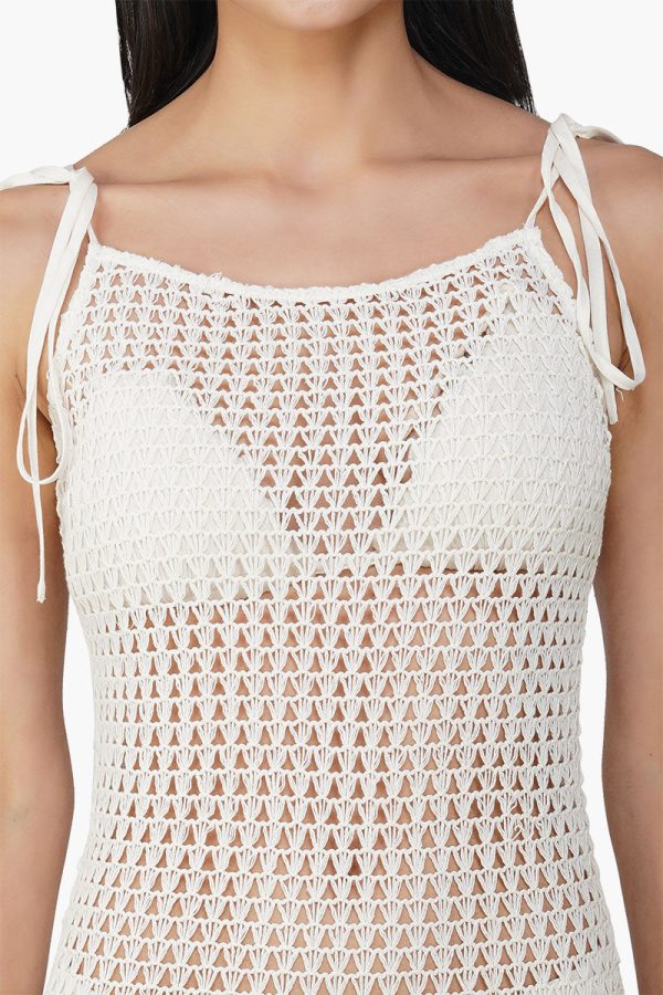 Jennifer White Crochet Lace Fabric Double Frill Cover Up - Image 5