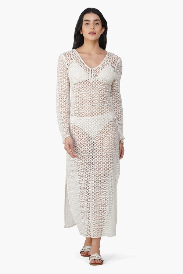 Diamond Cut Crochet Lace Fabric Bodycon Cover Up