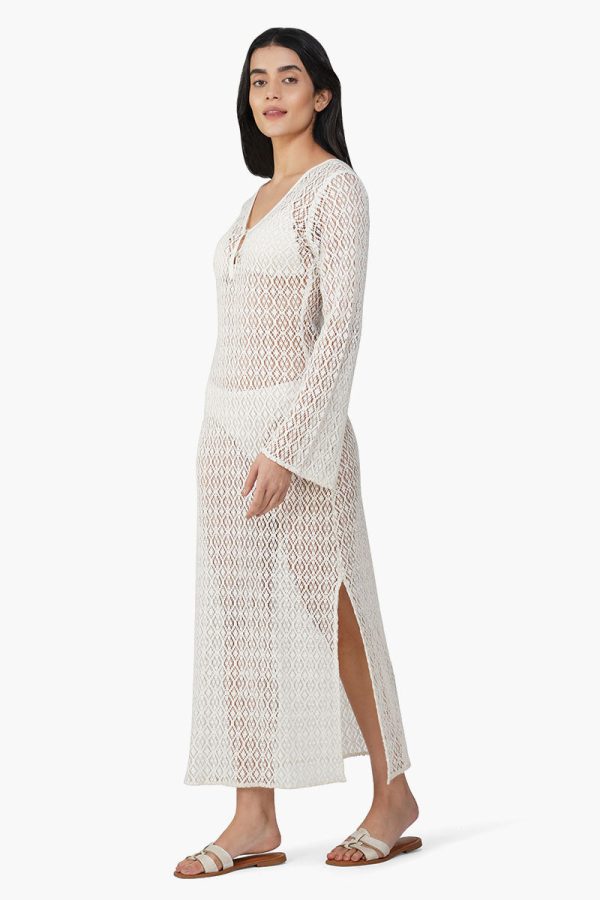 Diamond Cut Crochet Lace Fabric Bodycon Cover Up - Image 3