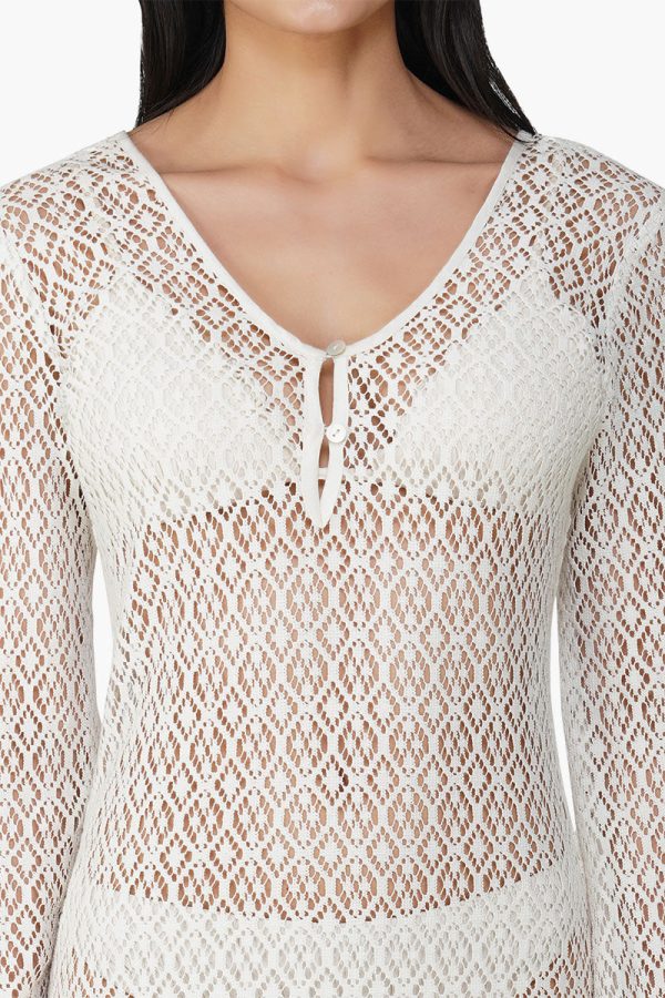 Diamond Cut Crochet Lace Fabric Bodycon Cover Up - Image 4