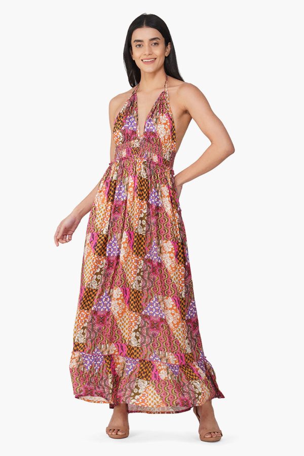 Boho Bliss Patchwork Halter Maxi Dress - Image 2
