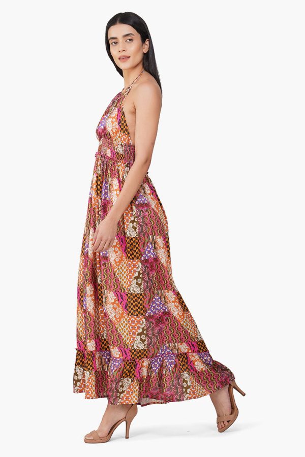 Boho Bliss Patchwork Halter Maxi Dress - Image 4