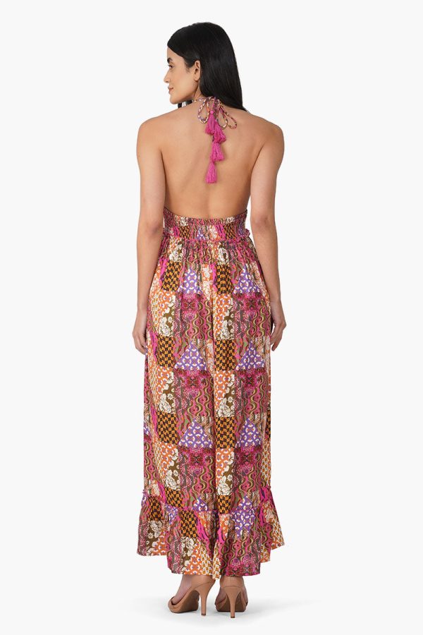 Boho Bliss Patchwork Halter Maxi Dress - Image 5