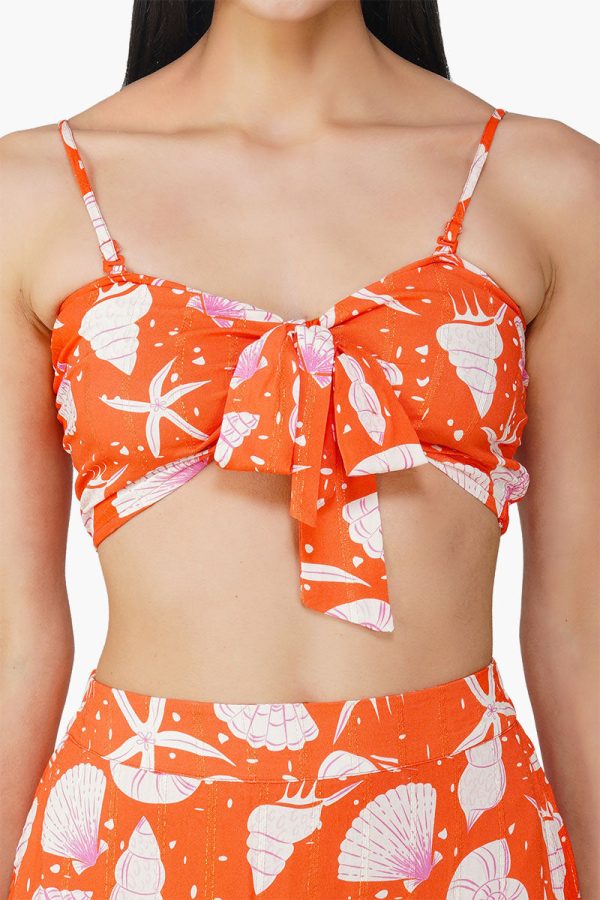 Cassie Shell Printed Front Tie Top - Image 5