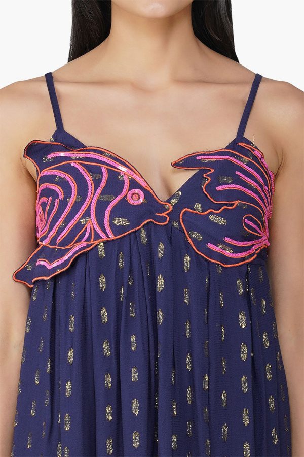 Bowfin Fish Embellished Lurex Dress - Image 5