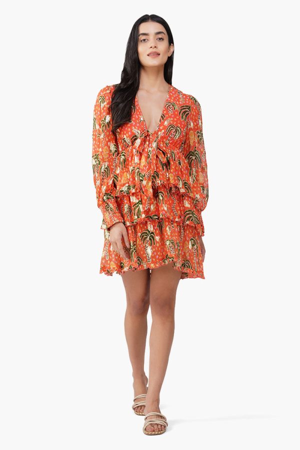 Coral Farm Lurex Printed Knot Short Dress