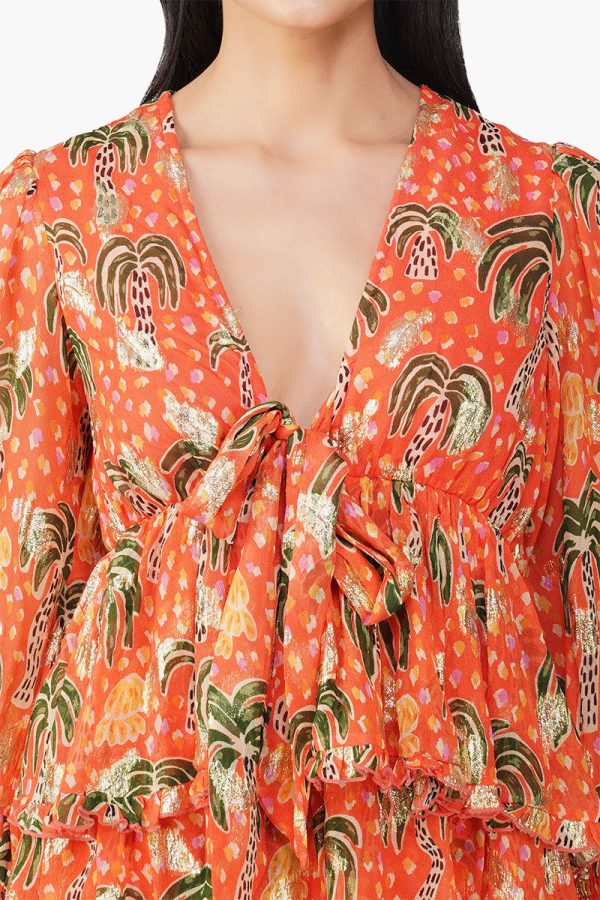 Coral Farm Lurex Printed Knot Short Dress - Image 5