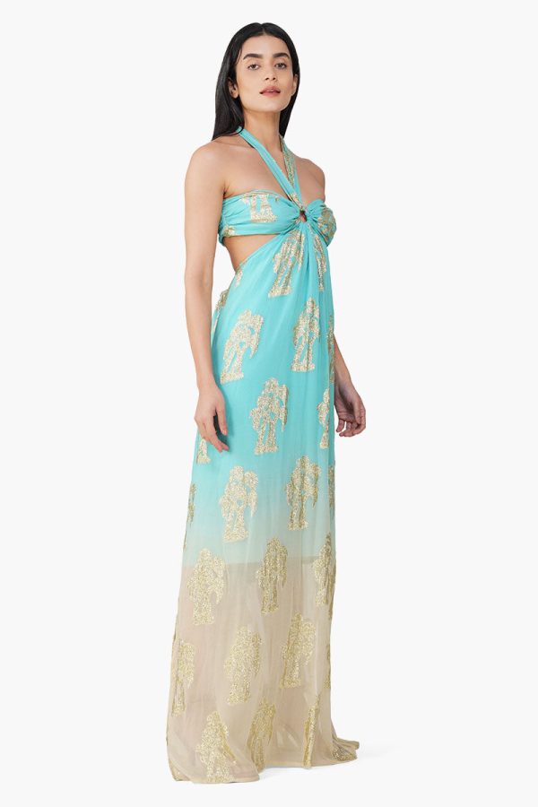 Aquatan Ombray Lurex Halter Dress - Image 2
