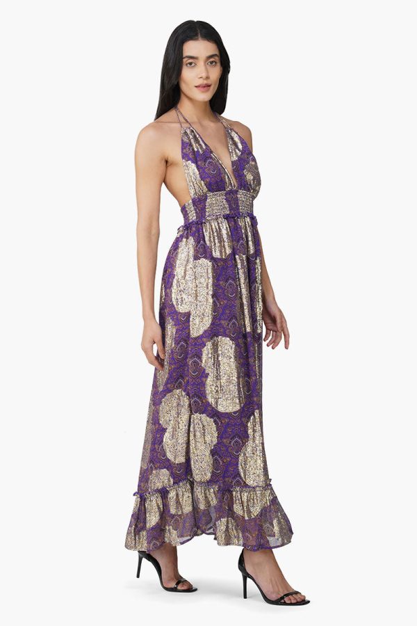 Victoria Iris Printed Halter Dress - Image 2