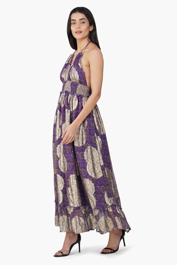 Victoria Iris Printed Halter Dress - Image 3