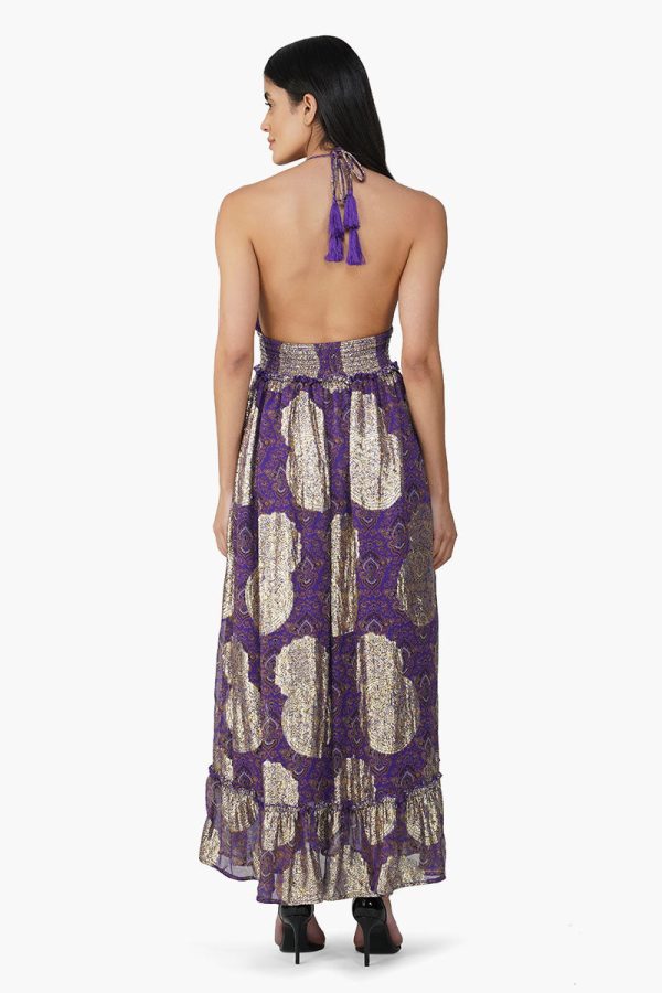 Victoria Iris Printed Halter Dress - Image 4