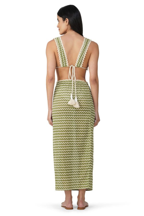 Green Chevron Crochet Lace Fabric Top - Image 4