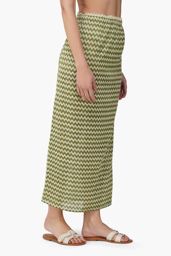 Green  Chevron Crochet Lace Fabric Skirt - Image 3
