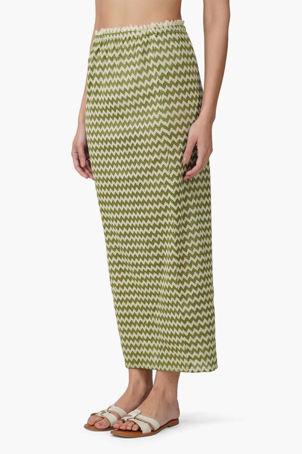 Green  Chevron Crochet Lace Fabric Skirt - Image 4