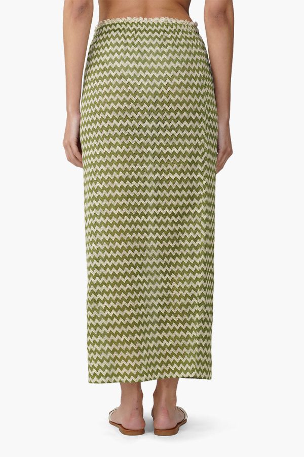 Green  Chevron Crochet Lace Fabric Skirt - Image 5