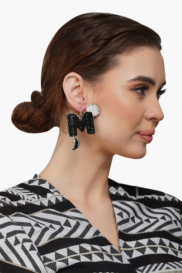 Letter M Beaded Earrings - Image 2
