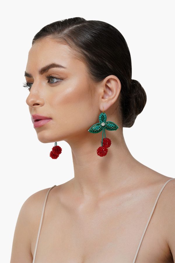 Cherry Season Handbeaded Earrings - Image 3