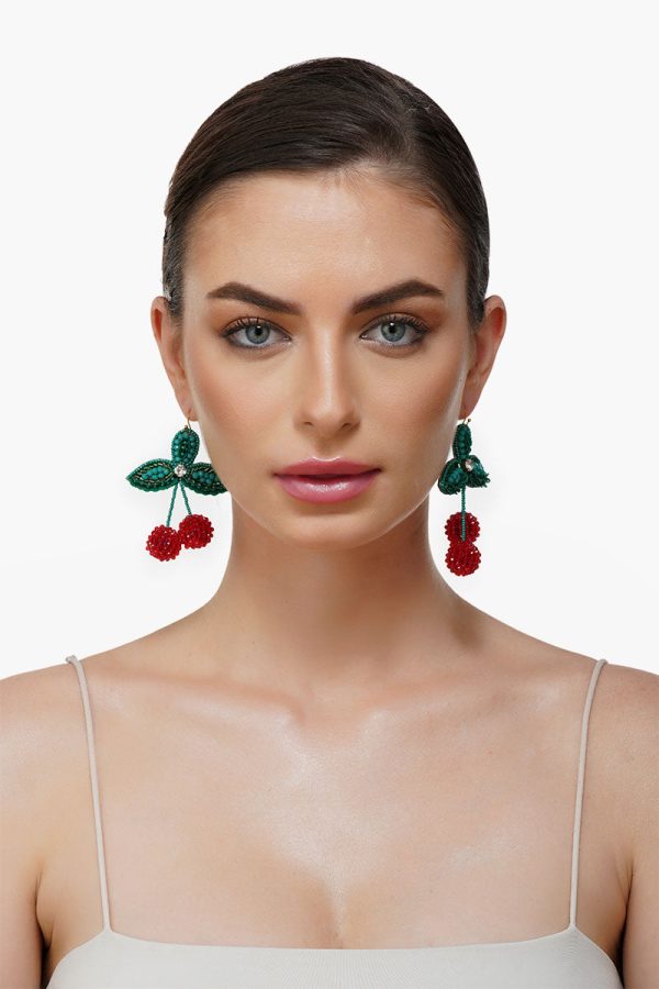 Cherry Season Handbeaded Earrings - Image 4