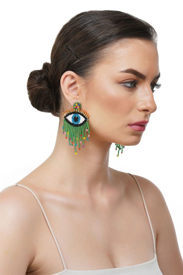 Evil Eye Good Luck Beaded Earrings - Image 2