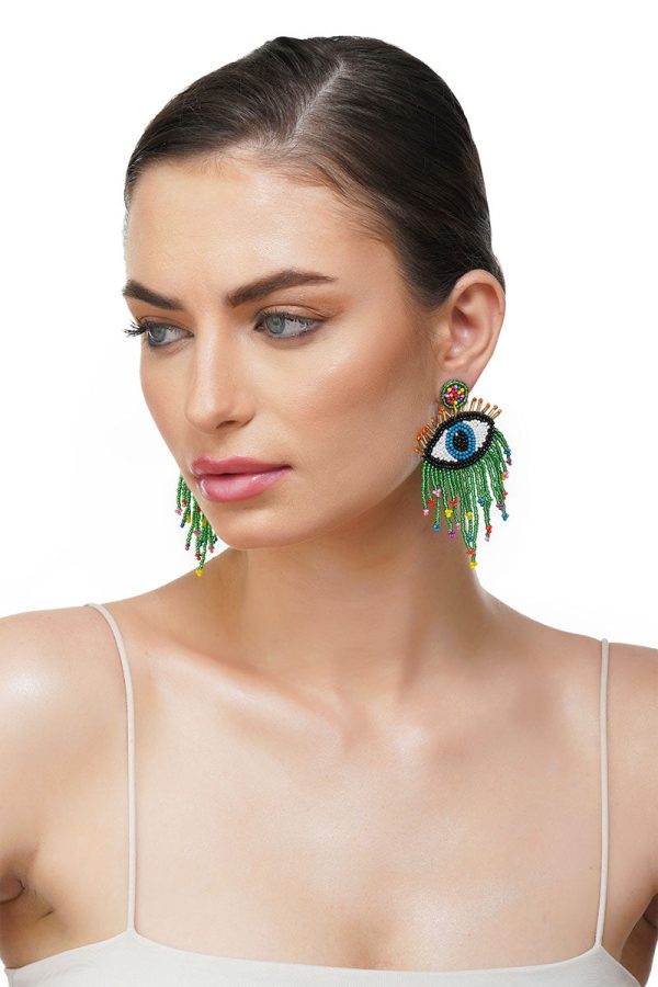Evil Eye Good Luck Beaded Earrings - Image 3