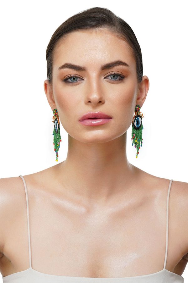 Evil Eye Good Luck Beaded Earrings - Image 4