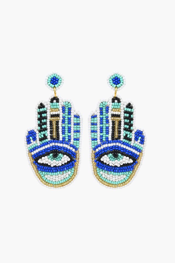 Hamsa Evil Eye Beaded Earrings - Image 2