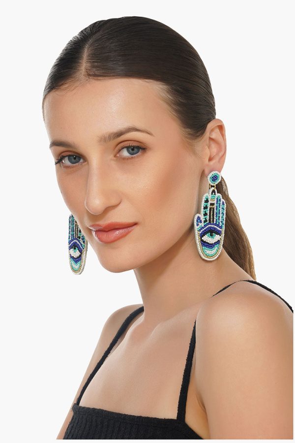 Hamsa Evil Eye Beaded Earrings - Image 5