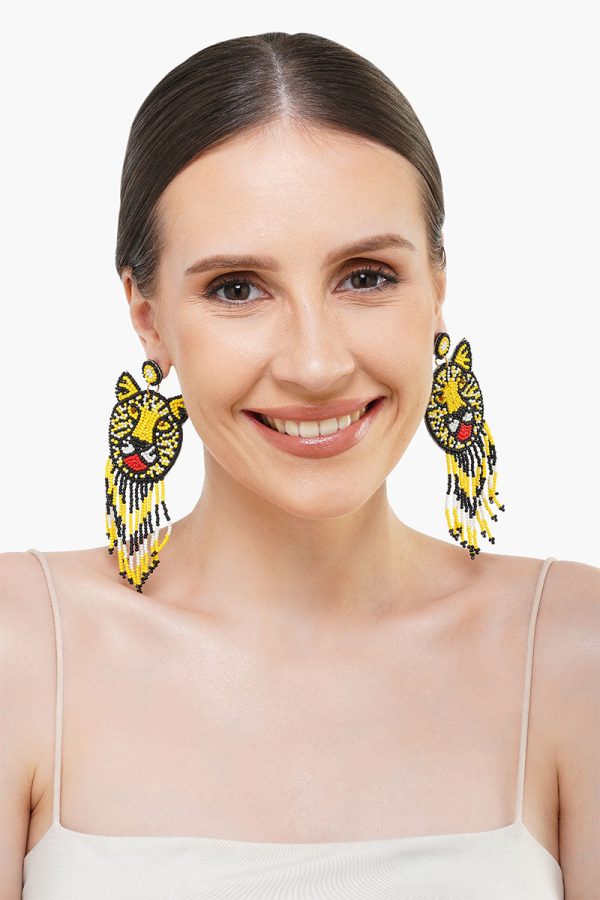 Tiger Beaded Earrings - Image 5