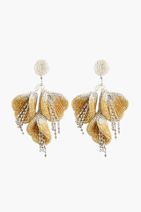 Golden Leaf Drop Earrings - Image 2