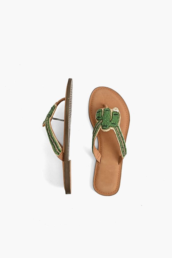 Prickly Cactus Beaded Slider Sandals | Comfortable Bohemian Sandals - Image 3